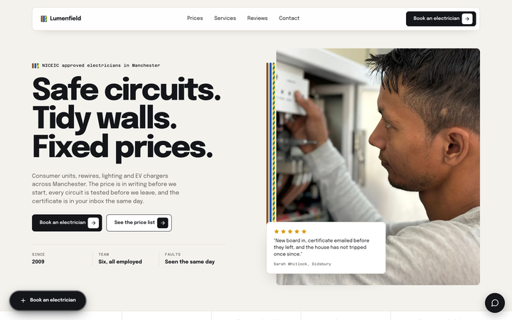 Lumenfield Electrical demo website